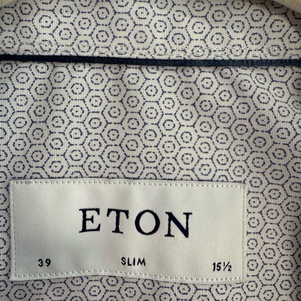 Two ETON shirts 39 x 15 1/2 slim fit shirts almost new